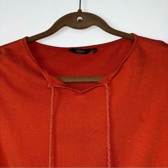 The Roadster Top Women Medium Orange Rust V-Neck Ruffled Long Sleeve Blouse Boho - Picture 7 of 11